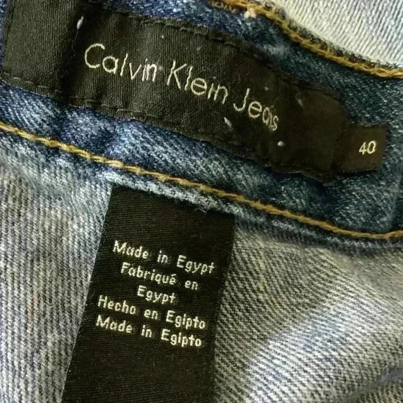 Calvin Klein Jeans Straight Denim Jeans Men Size 40 Light Wash Zip Fly Blue - Picture 9 of 12